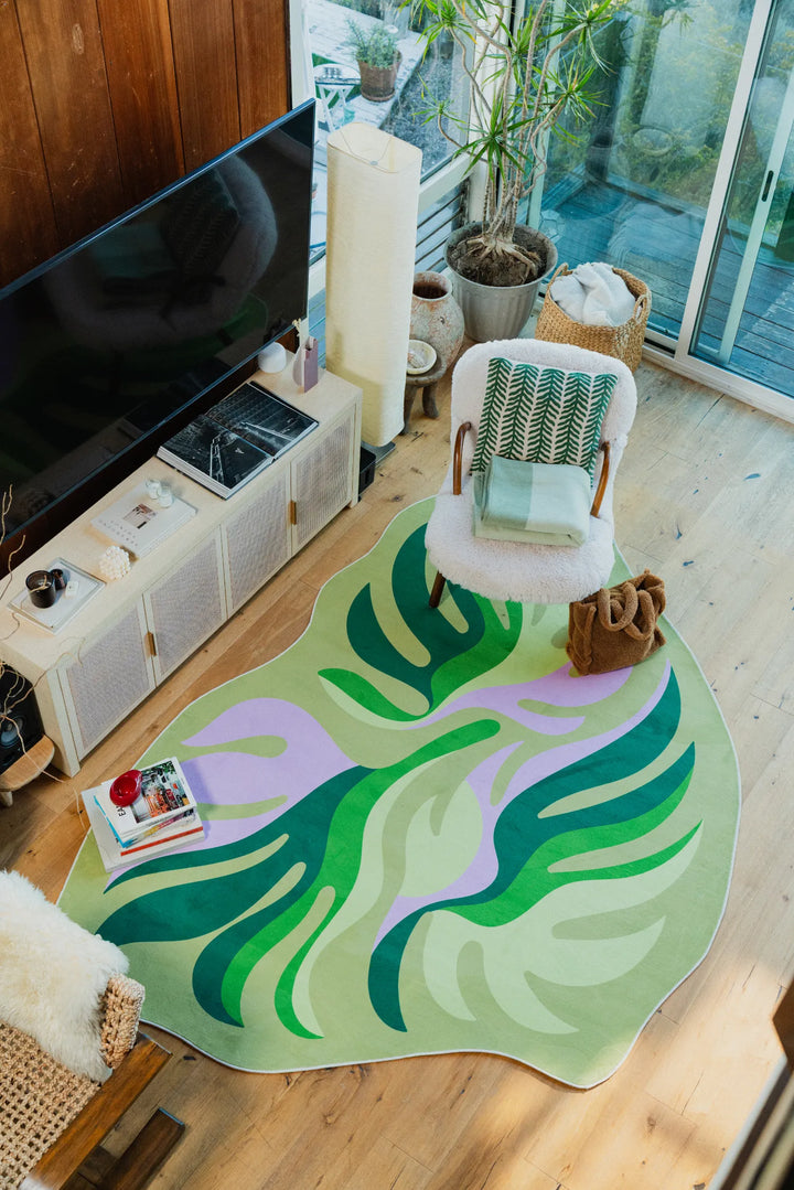Lany Space x Maggie Stephenson Irregular Botanical Leaves Rug, 5'x7'