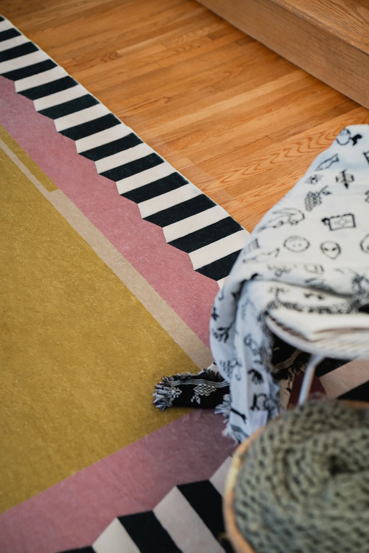 Closer look at the pattern of Keyboard Boarded Area Rug