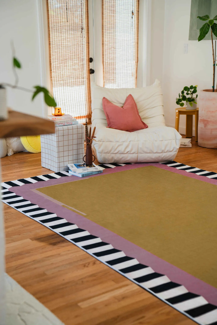 Cozy nook with Lany Space Keyboard Boarded Area Rug in the living room