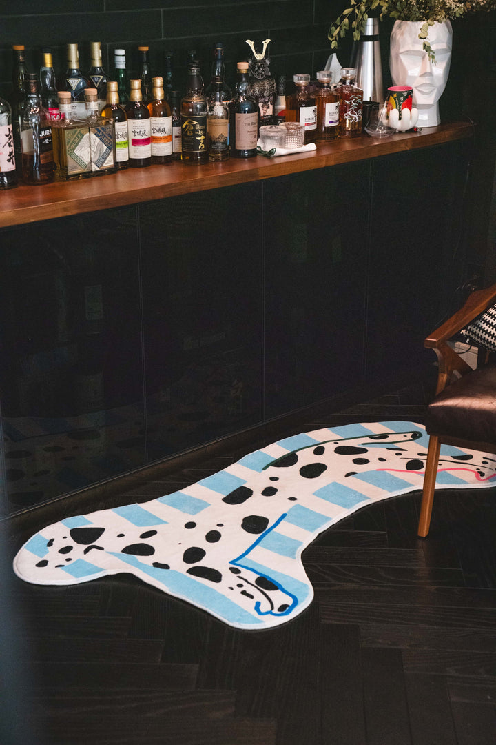 LanySpace Blue Irregular Shaped Dalmatian Runner by Wine Cabinet