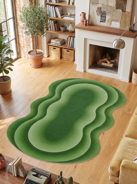 Green Modern Abstract Wavy Area Rug by Juan Marquez – Lany Space